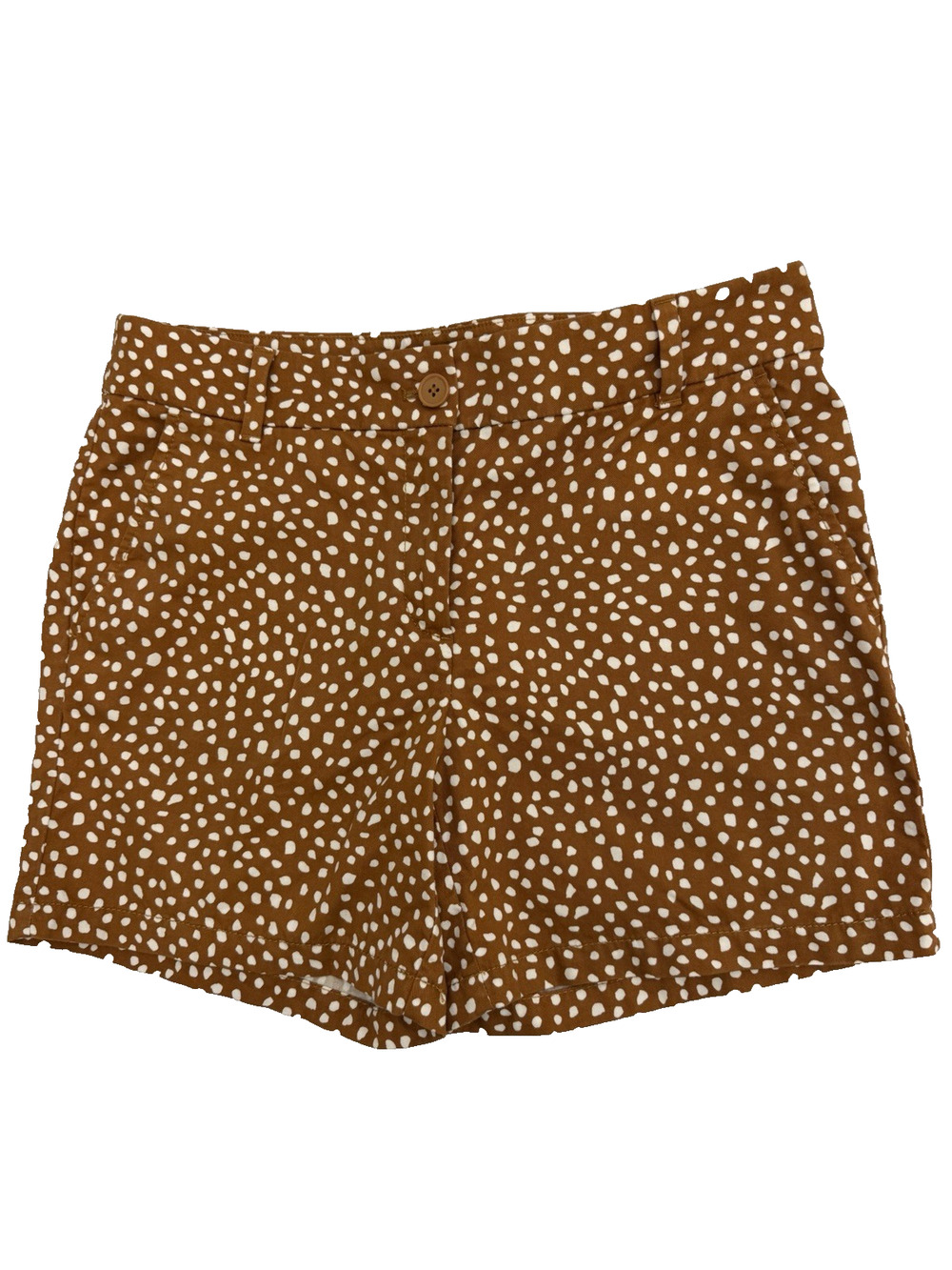 Loft Women’s Shorts Size 6 Camel Brown With White Irregular Dot Print 6” Inseam
